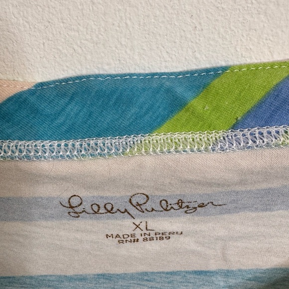 Lilly Pulitzer Blue Green Cream Striped Long Sleeve Top - Picture 2 of 3